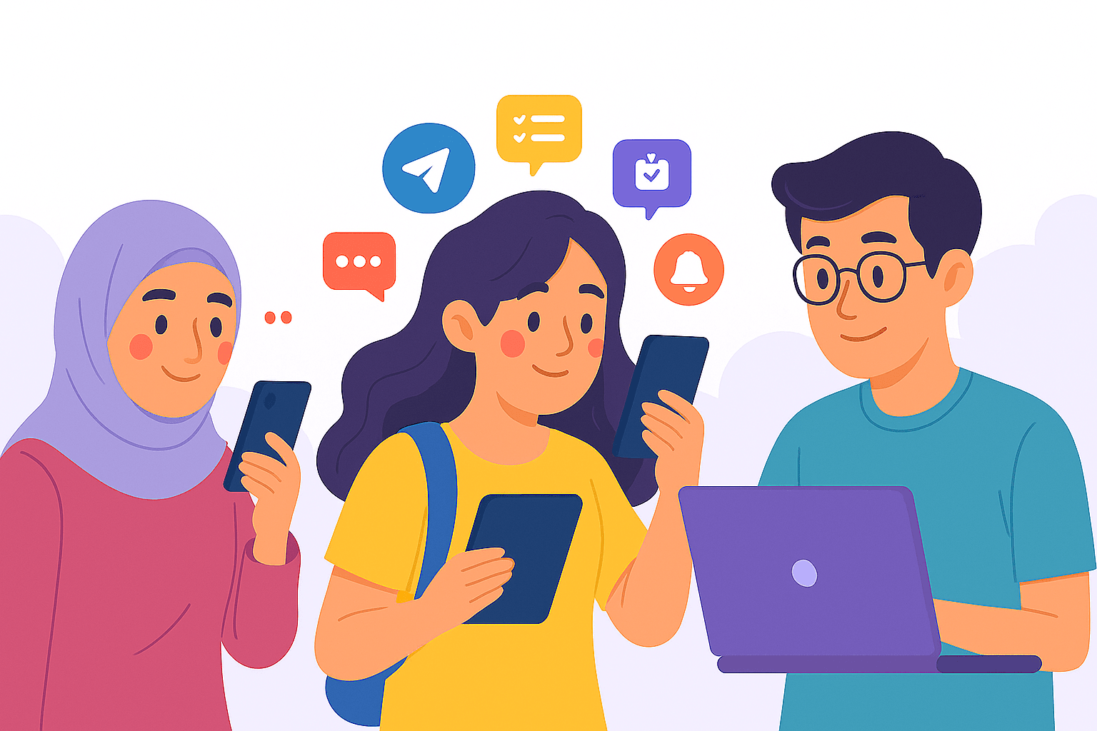 Hero illustration of students using SiPelIn